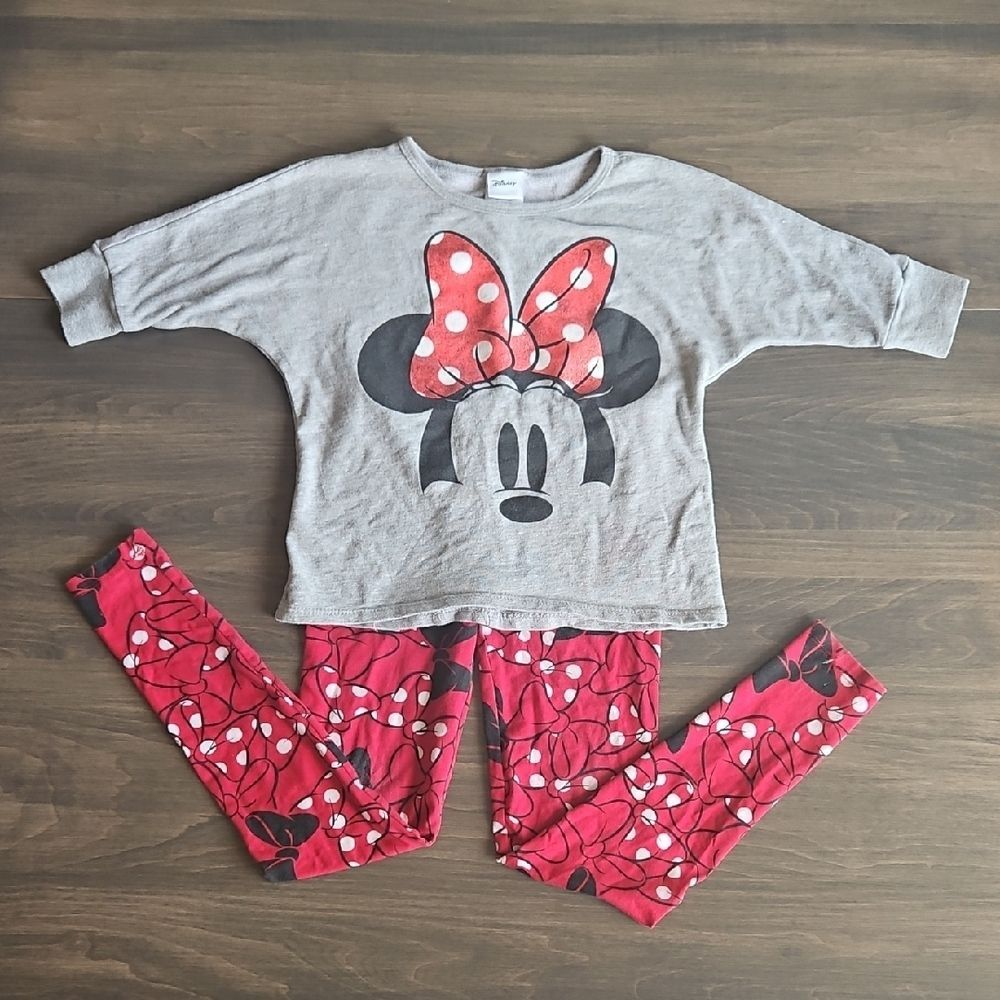 Disney Gray and Red Minnie Mouse Matching Set Girls 6/6x Play Condition
